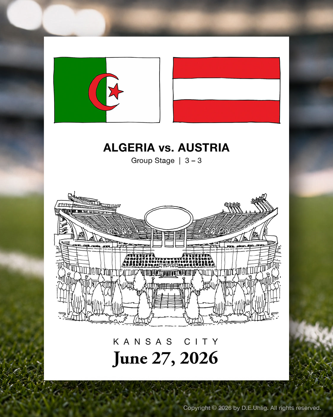 Kansas City 2026 Algeria vs. Austria Soccer Match Postcard, 5" × 7"