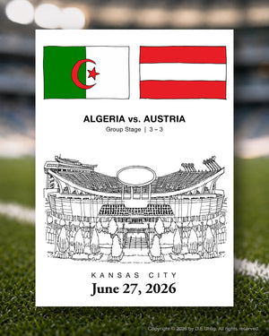 Algeria vs. Austria, Kansas City 2026 Soccer Match Postcard, 5" × 7"