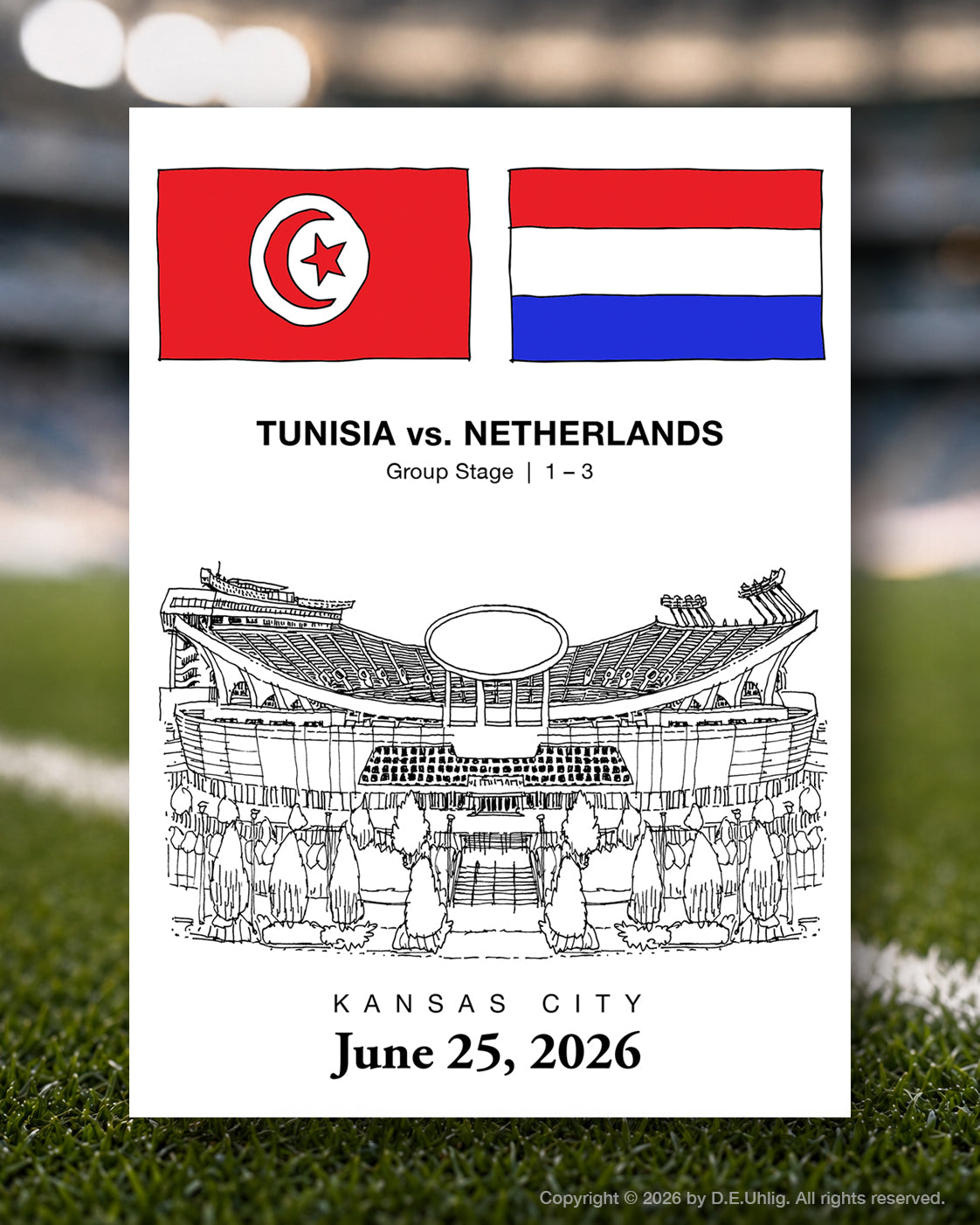 Kansas City 2026 Tunisia vs. Netherlands Soccer Match Postcard, 5" × 7"