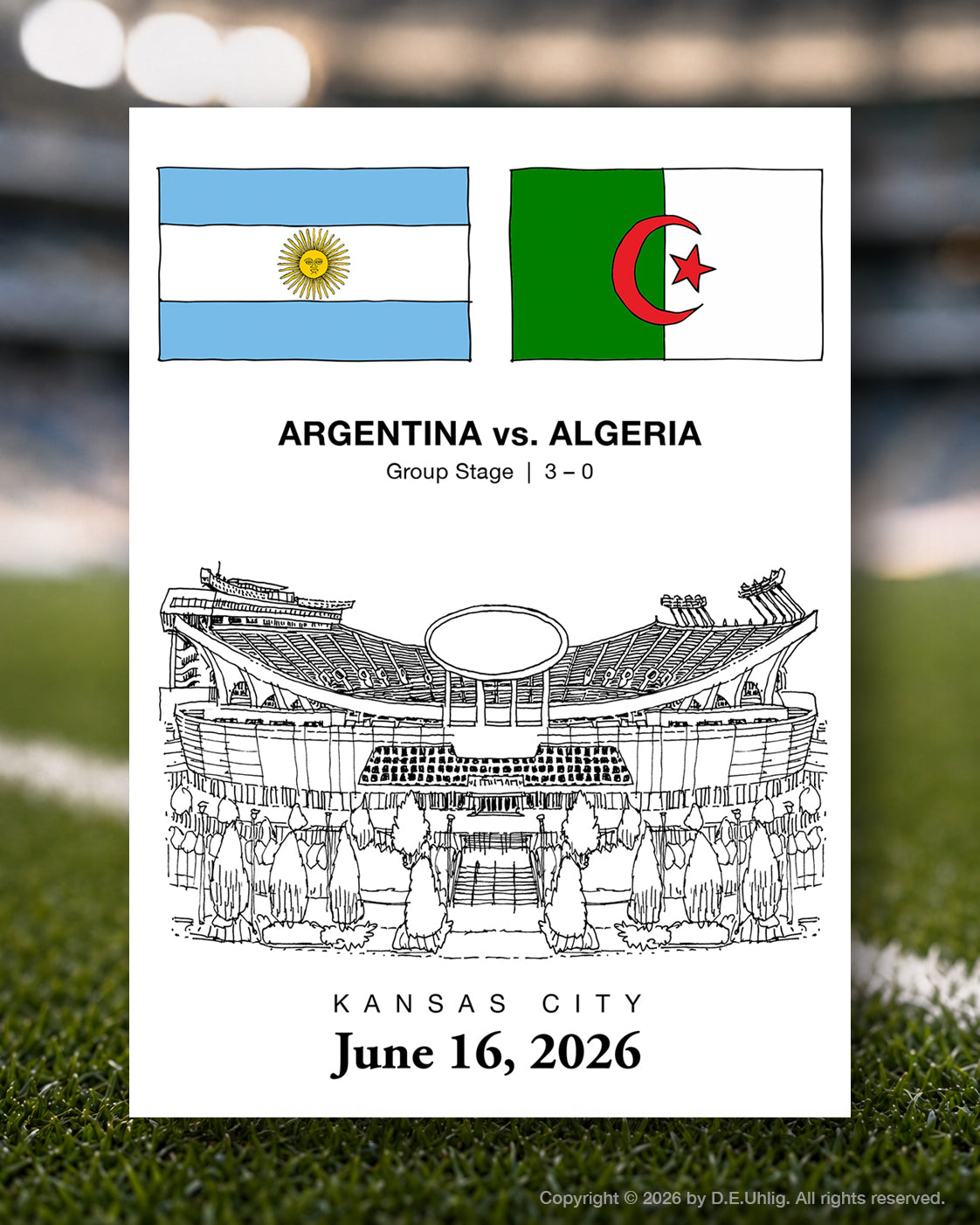 Kansas City 2026 Argentina vs. Algeria Soccer Match Postcard, 5" × 7"
