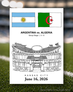 Argentina vs. Algeria, Kansas City 2026 Soccer Match Postcard, 5" × 7"