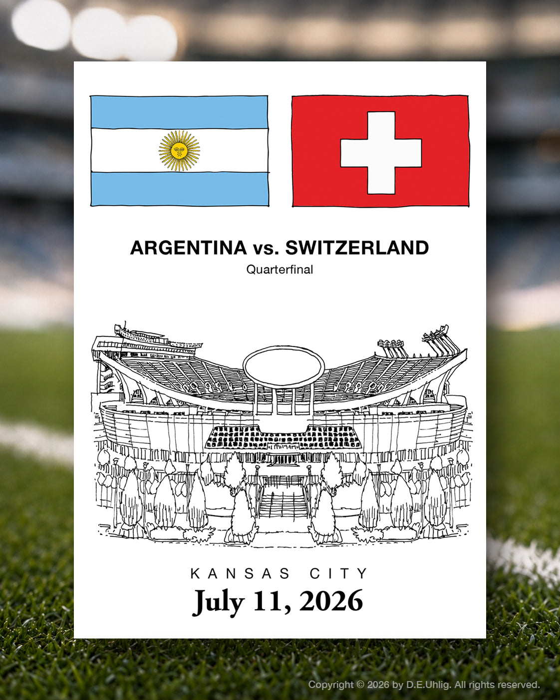 Kansas City 2026 Argentina vs. Switzerland Soccer Match Postcard, 5" × 7"