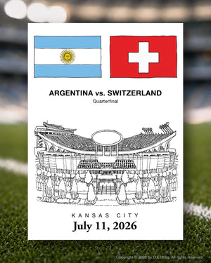 Argentina vs. Switzerland, Kansas City 2026 Soccer Match Postcard, 5" × 7"
