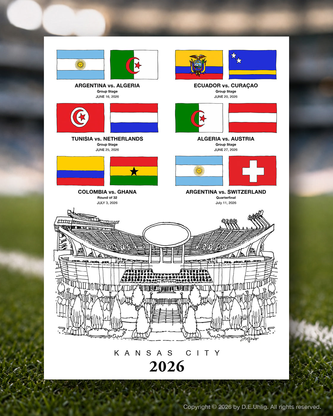 Kansas City 2026 All Six Matches Soccer Postcard, 5" × 7"