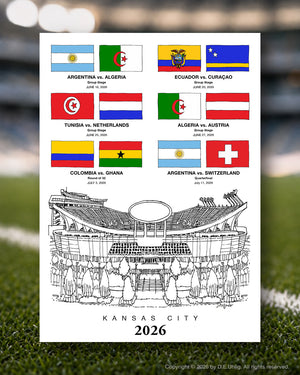 All Six Matches, Kansas City 2026 Soccer Postcard, 5" × 7"