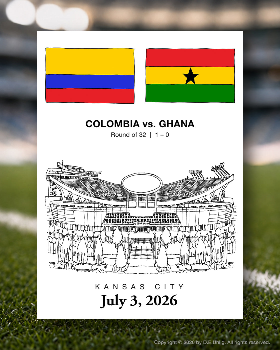 Kansas City 2026 Colombia vs. Ghana Soccer Match Postcard, 5" × 7"