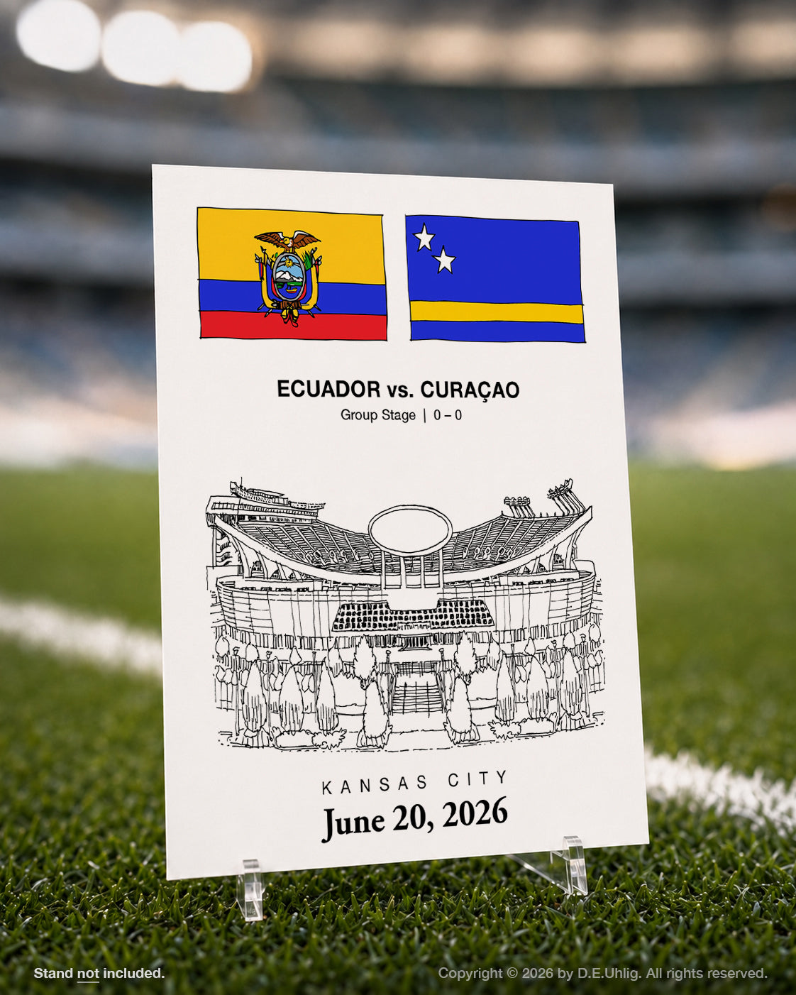 Kansas City 2026 Ecuador vs. Curaçao Soccer Match Postcard, 5" × 7"