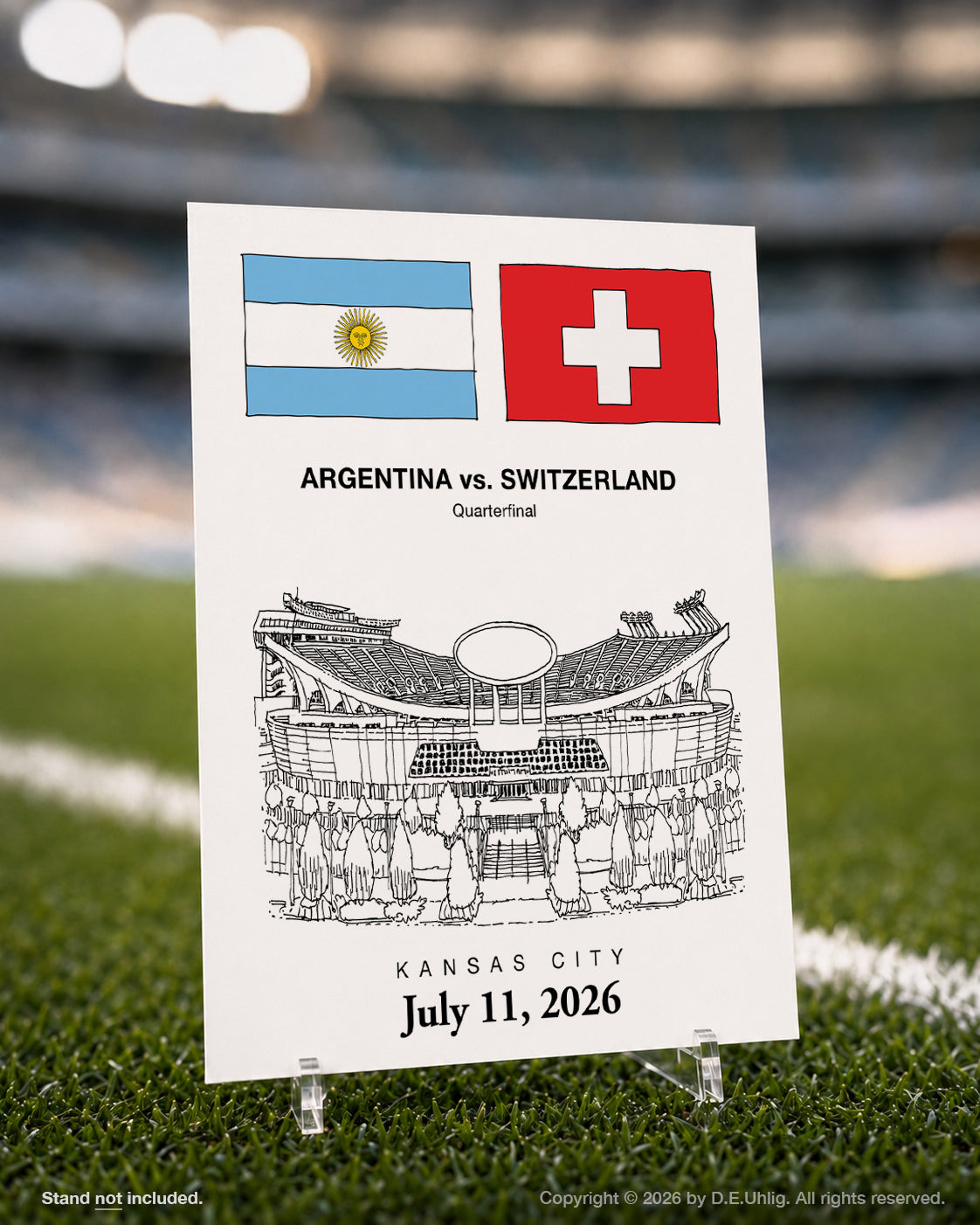 Kansas City 2026 Argentina vs. Switzerland Soccer Match Postcard, 5" × 7"