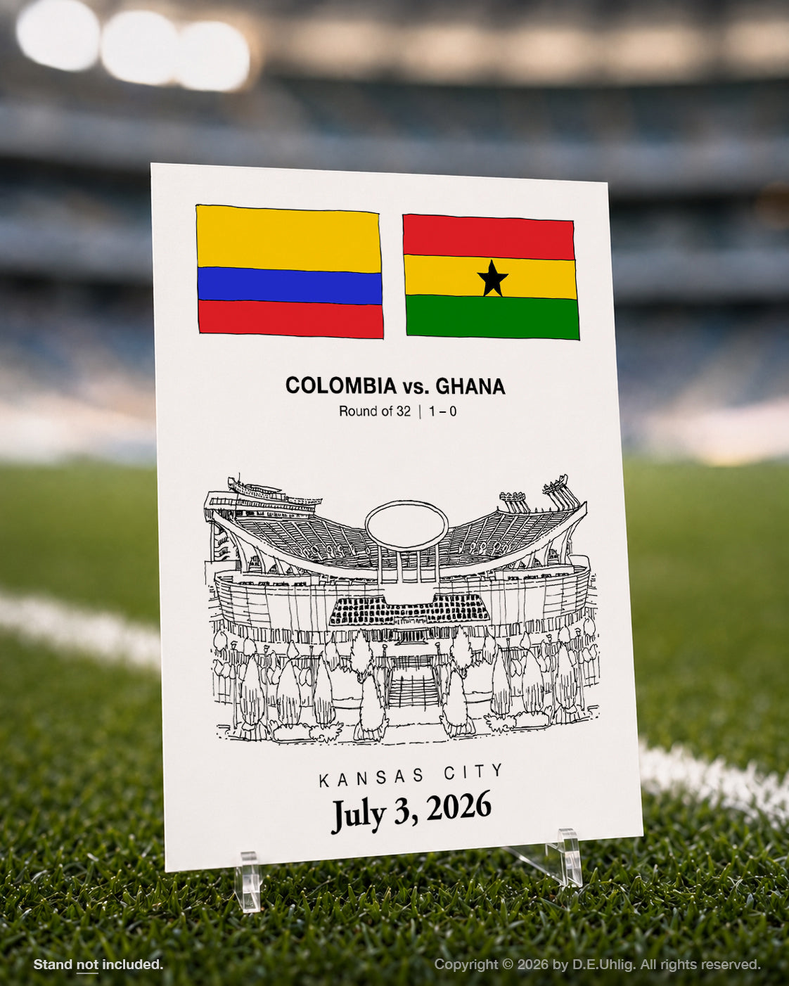 Kansas City 2026 Colombia vs. Ghana Soccer Match Postcard, 5" × 7"