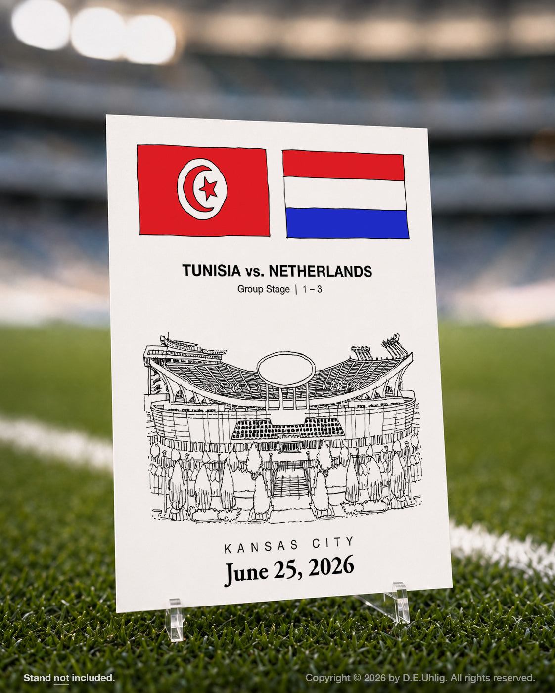 Kansas City 2026 Tunisia vs. Netherlands Soccer Match Postcard, 5" × 7"
