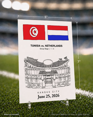 Tunisia vs. Netherlands, Kansas City 2026 Soccer Match Postcard, 5" × 7"