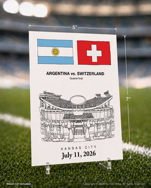 Argentina vs. Switzerland, Kansas City 2026 Soccer Match Postcard, 5" × 7"