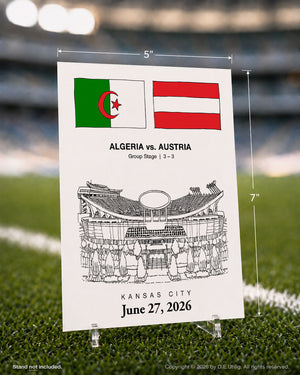 Algeria vs. Austria, Kansas City 2026 Soccer Match Postcard, 5" × 7"