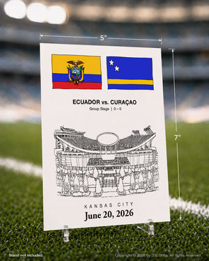 Ecuador vs. Curaçao, Kansas City 2026 Soccer Match Postcard, 5" × 7"