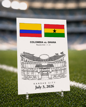 Colombia vs. Ghana Kansas City 2026, Soccer Match Art Card (5x7)