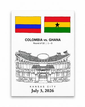 Colombia vs. Ghana Kansas City 2026, Soccer Match Art Card (5x7)